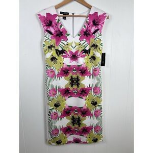 INC International Concepts Tropical Floral Midi Dress - Pink, Yellow, Green